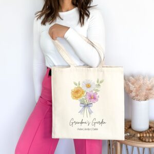 Custom Grandma's Garden Canvas Tote Bag