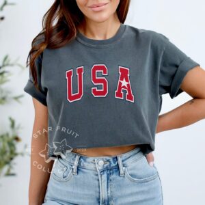USA Collegiate Block Letter Red, White & Blue Comfort Colors T-Shirt
