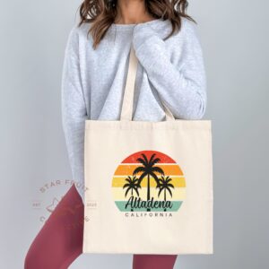 Retro Altadena California Palm Trees Canvas Tote Bag