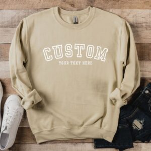 Custom Collegiate Text Gildan Crewneck Sweatshirt